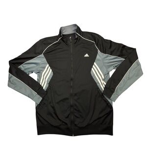 Adidas Men's Track Jacket XL Black Grey Full Zip 3-Stripes O24965 Training Top
